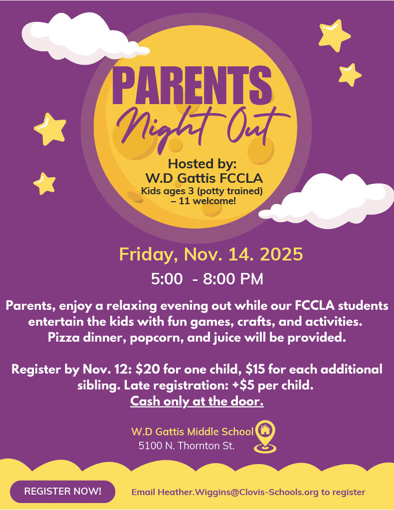 Flyer for Parents Night Out Event
