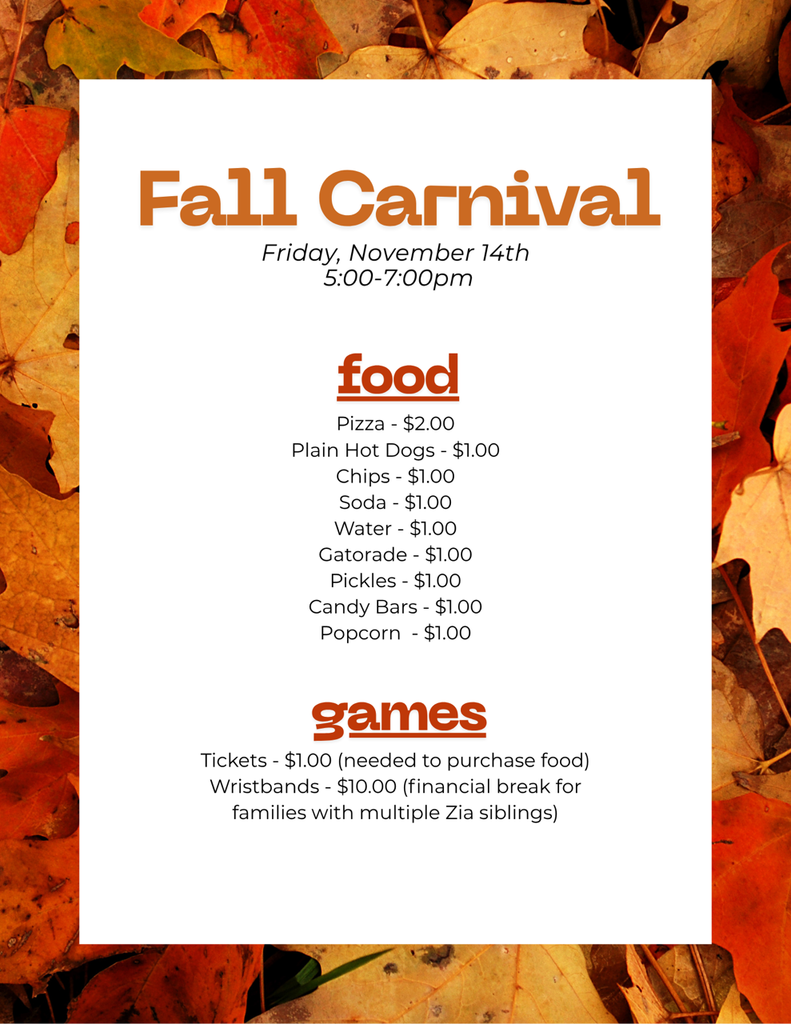 Fall Carnival Pricing Flyer