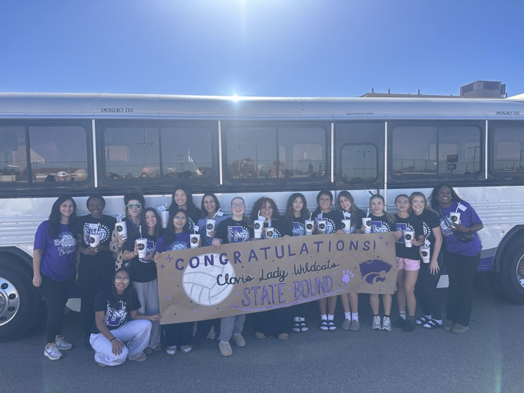 Volleyball team standing by bus