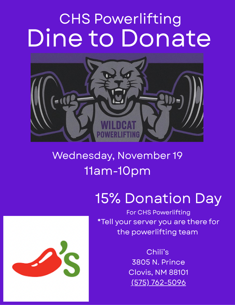 CHS Powerlifting Dine to Donate Flyer