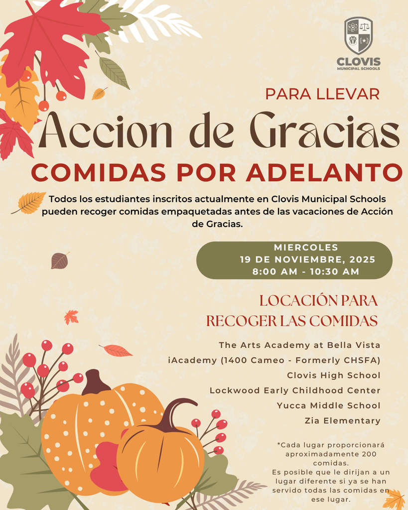 Spanish Thanksgiving Advanced Meals Flyer
