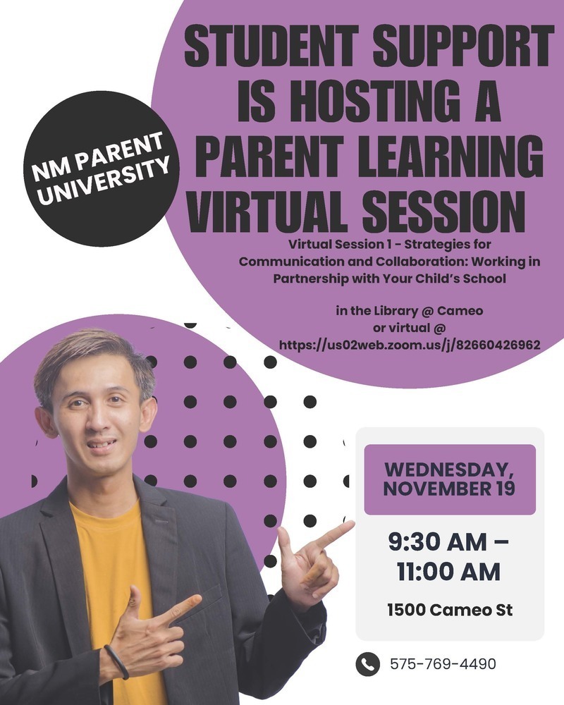 Flyer for Student Support Parent Learning Session
