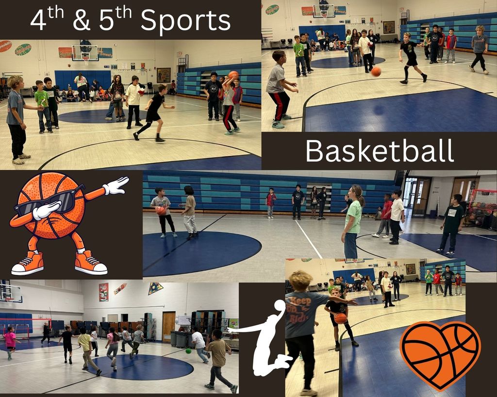 4th & 5th Sports Enrichment class playing Basketball 