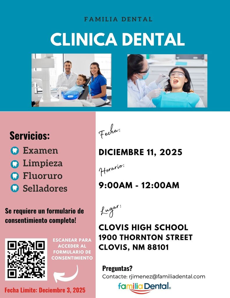 Flyer for Familia Dental Clinic in Spanish