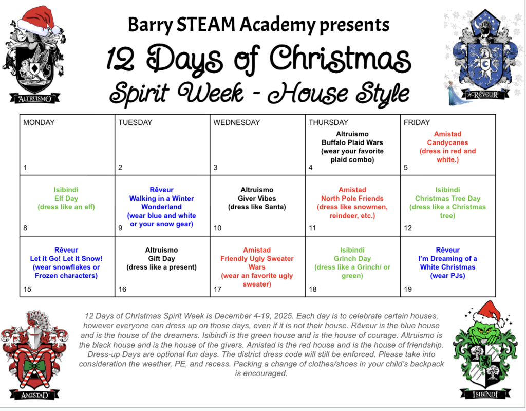 12 Days of Christmas Spirit Weeks