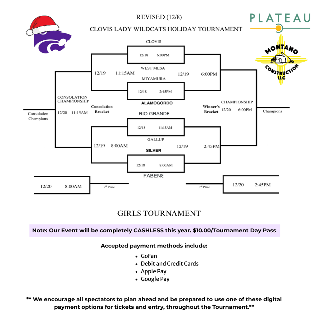 Holiday Tournament Bracket - Girls