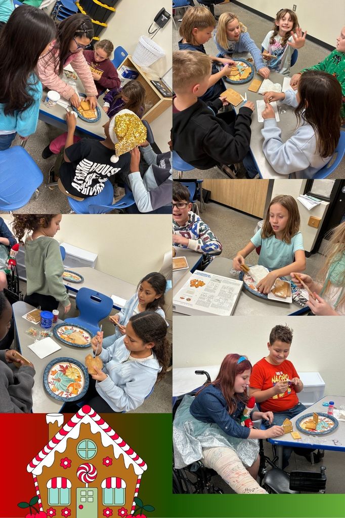 The House Ambassadors building Gingerbread houses together as a team building exercise