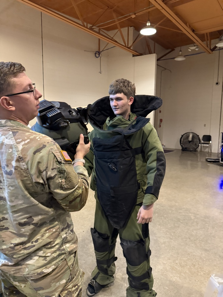 Student wearing protective gear