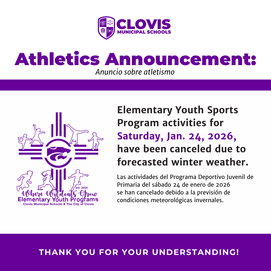 Graphic announcing the cancelation of Youth Sports Activities for Sat. Jan. 24, 2026