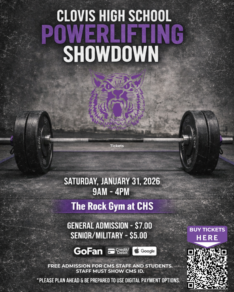 Flyer for the CHS powerlifting meet Saturday, Jan 31, 26. 