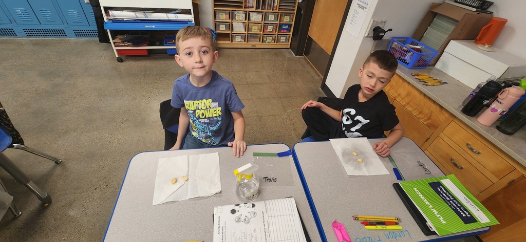 Travis and Landon with their lima beans