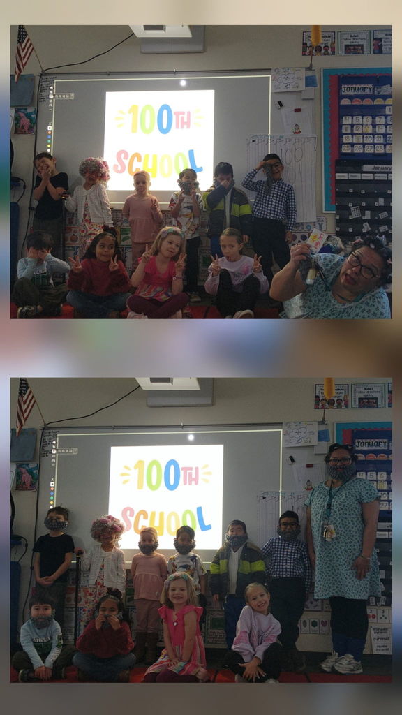 Mrs. Briseno's class on the 100 day of school for Kindergarten