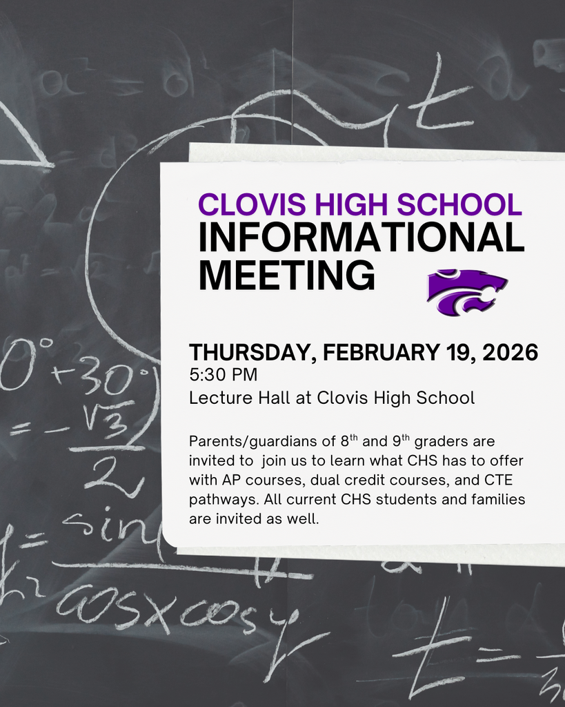 Chalkboard background with information regarding the CHS informational meeting on Thursday, Feb. 19, 2026. 