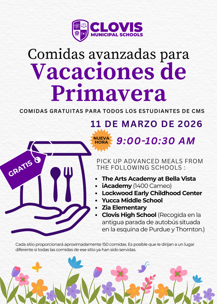 Spring Break Advanced Meals Flyer