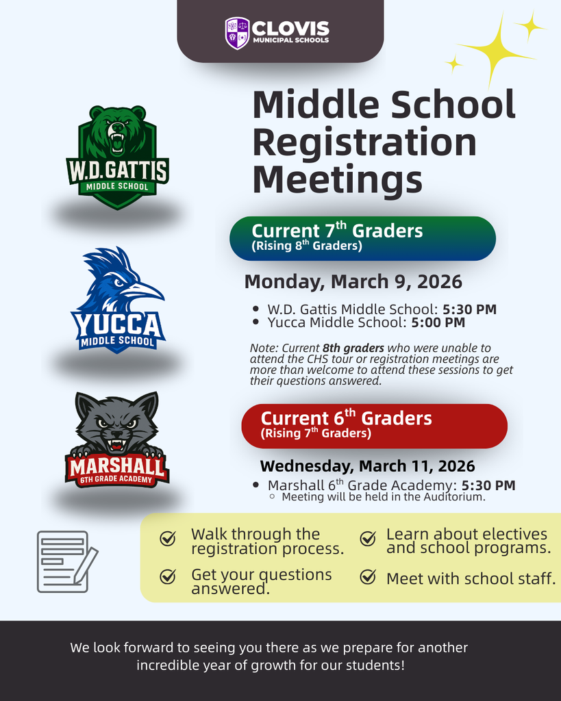 Flyer for Middle School Registration