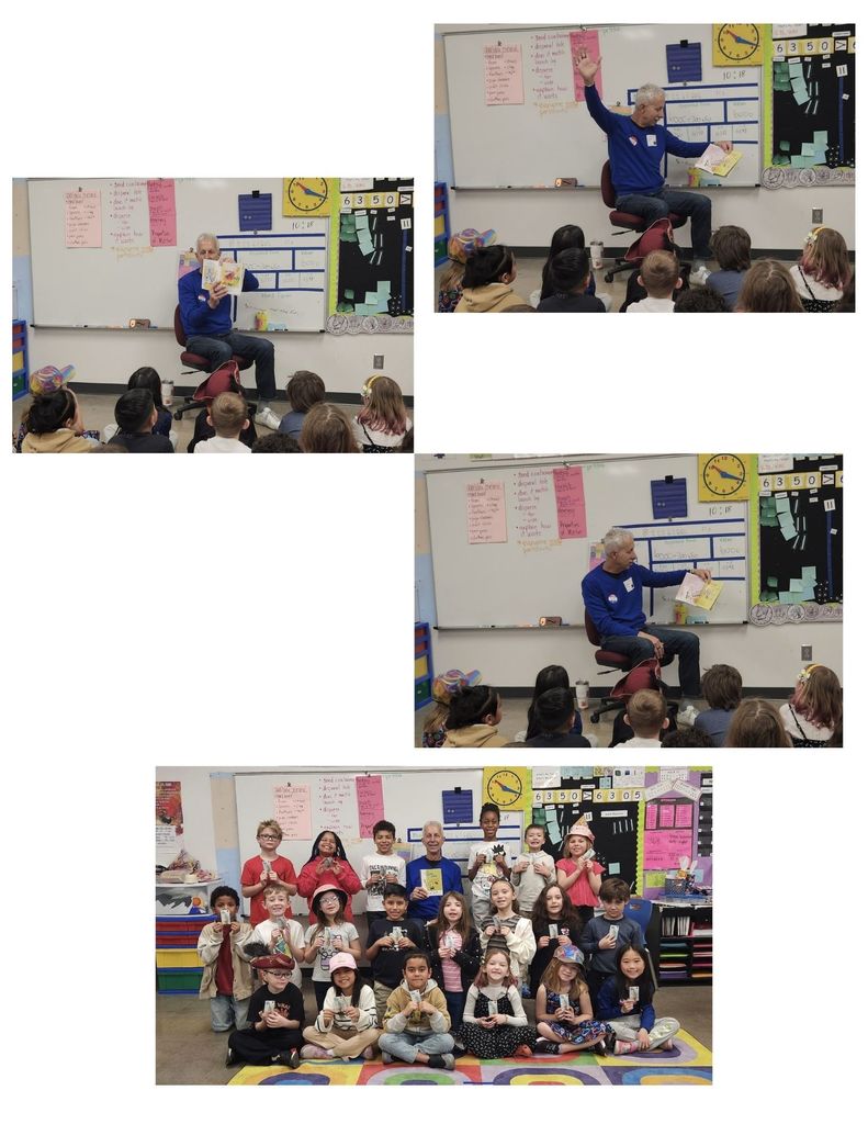 Jon Snowberger reading to Mrs. Eichem's class