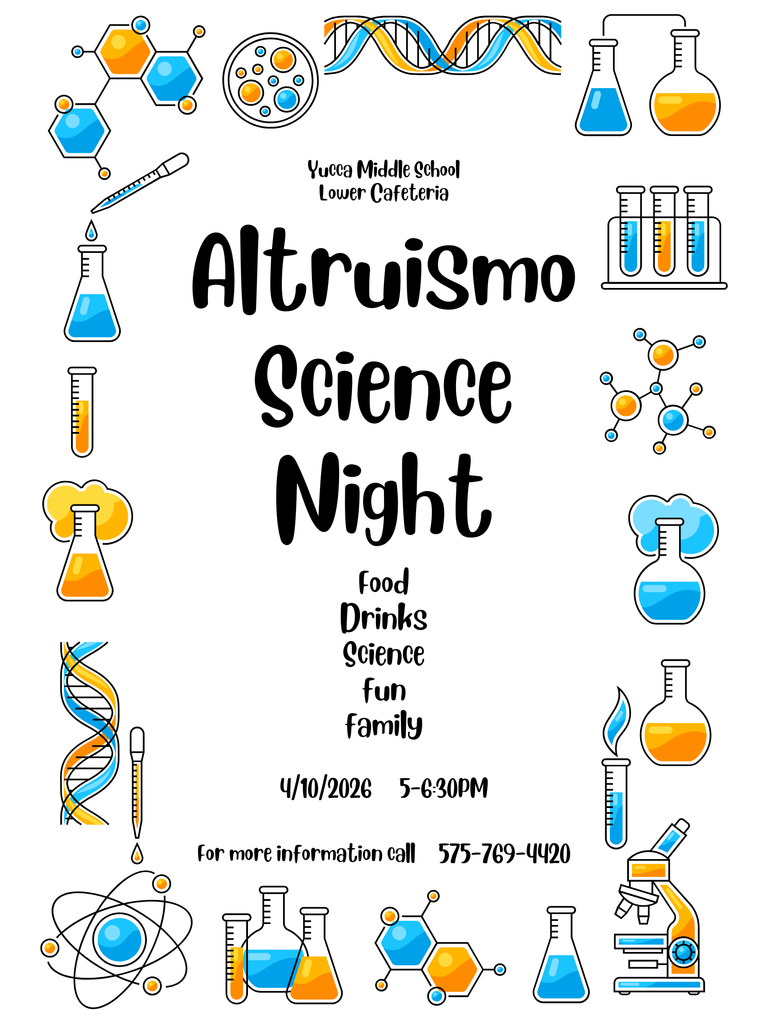 Science Night event flyer for Altruismo. It includes science-themed icons and text. Date is April 10, 2026.