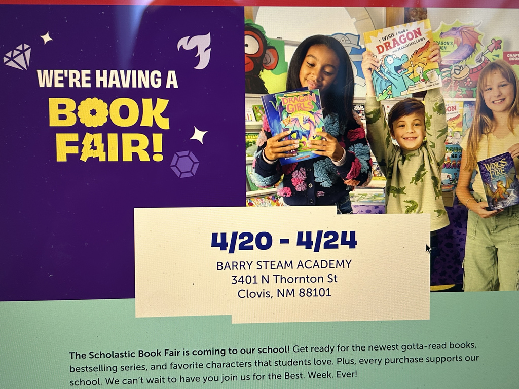 Barry Scholastic Book Fair 4/20/26-4/24/26 