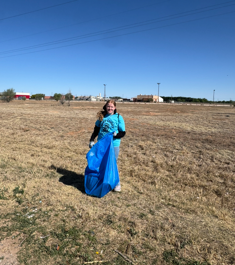Person in a blue shirt holding a blue bag in a grassy field with electric poles.
