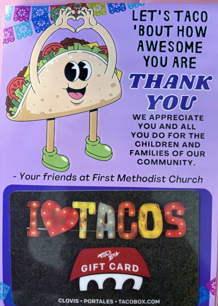 Purple card with a smiling taco character. Text reads "Let's taco 'bout how awesome you are Thank You". Below it, the card displays "I <3 TACOS" with a heart symbol.