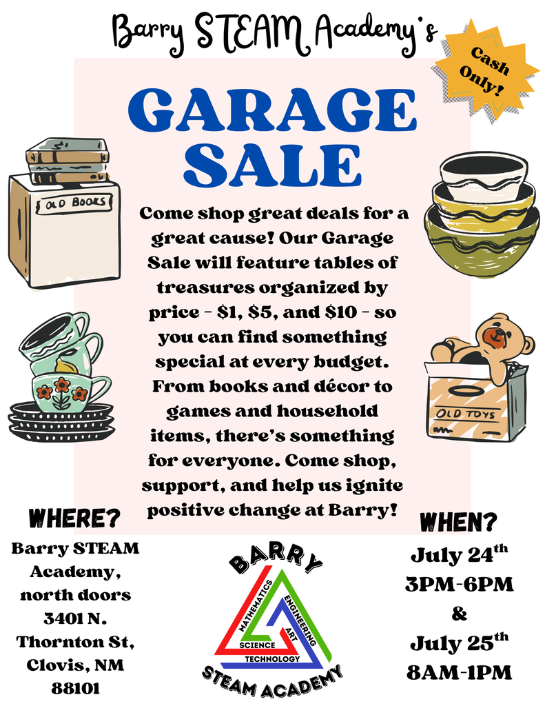 Barry garage sale Juley 24, 2026 3pm-6pm & July 25,2026 8AM-1PM