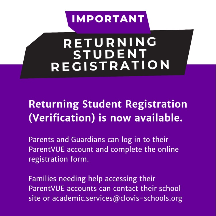 returning student verification is now open. 