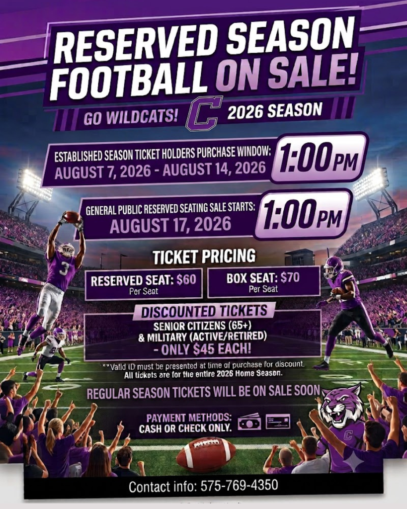 A flyer for Wildcats' 2026 football season ticket sales. It has reserved and box seat prices, along with discounted tickets for seniors and military.