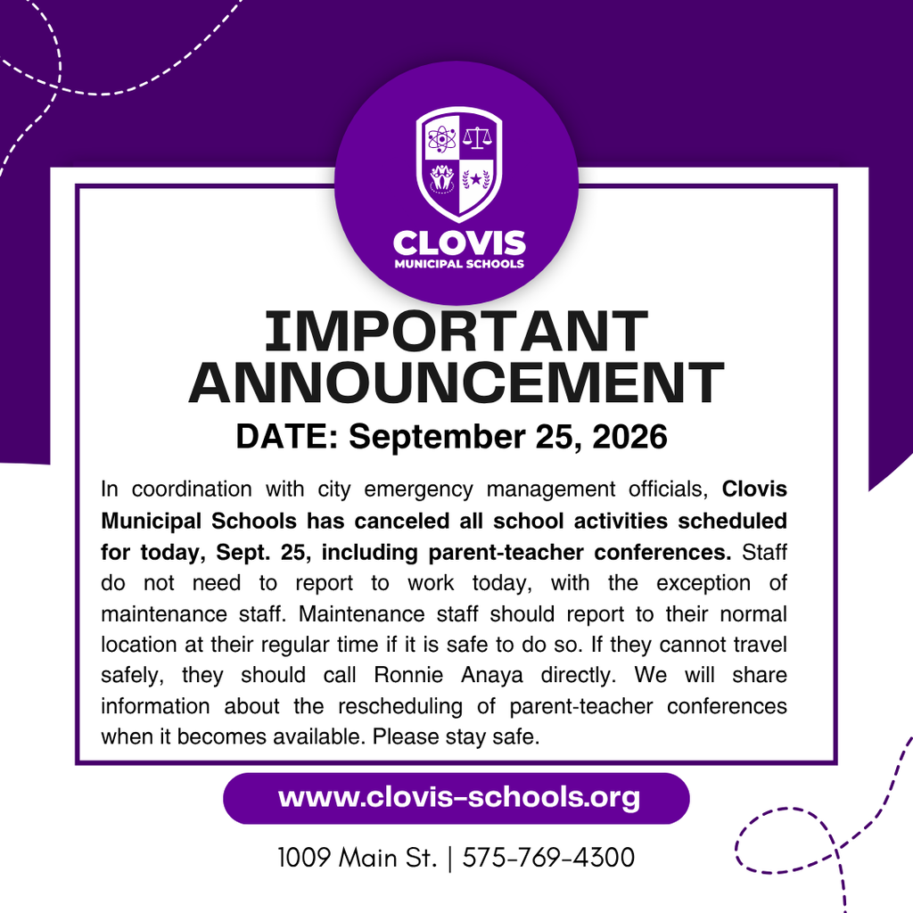 An announcement on a purple and white background. Text reads "IMPORTANT ANNOUNCEMENT" with date "September 25, 2026".