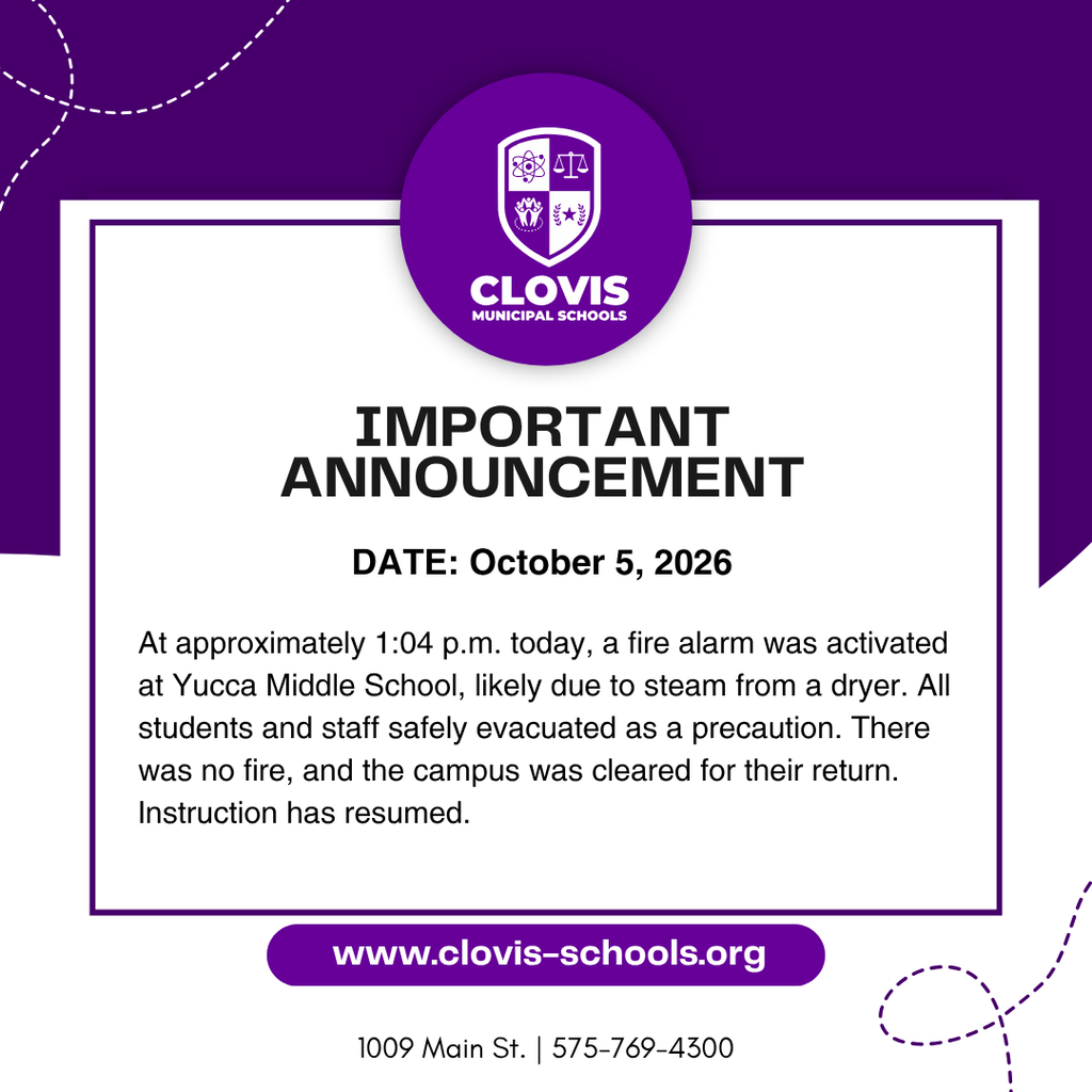 Purple and white background with white border. Text reads: "IMPORTANT ANNOUNCEMENT DATE: October 5, 2026" followed by announcement.