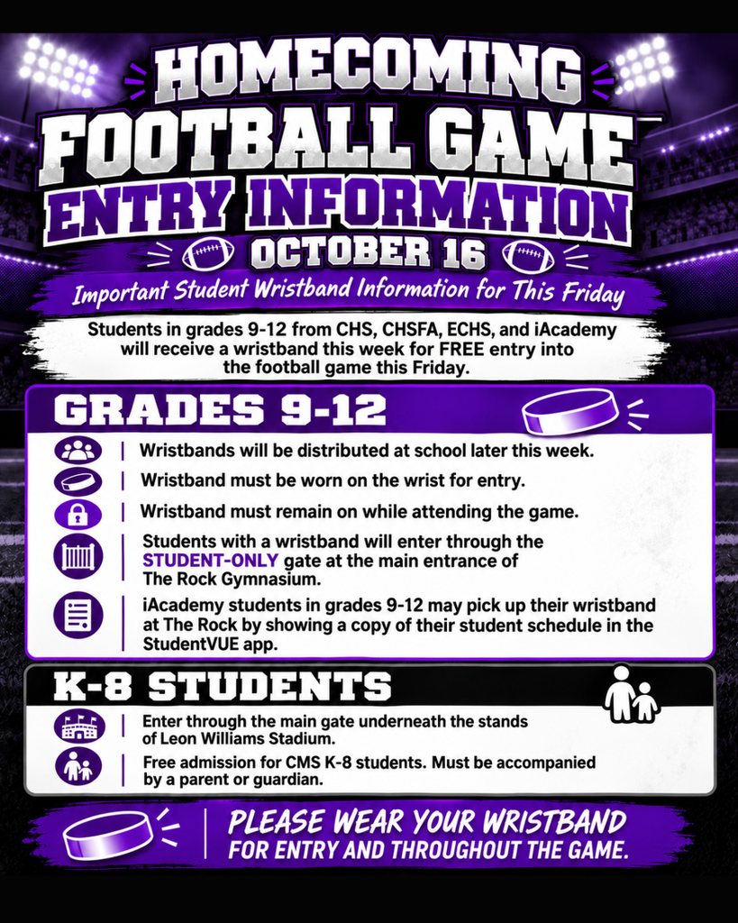 An information poster on a dark background. It provides details for entry to a football game on October 16.