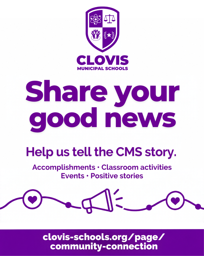 Purple logo with shield, scales, and crown above blue text. Purple text reads "Share your good news." Purple icons with hearts and a megaphone.