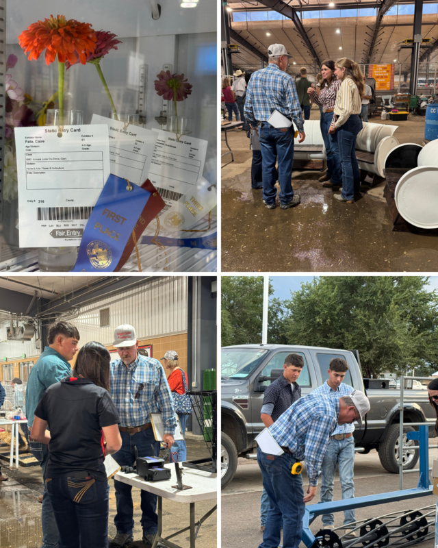 Image of students competing in welding and floral arts at the county fair