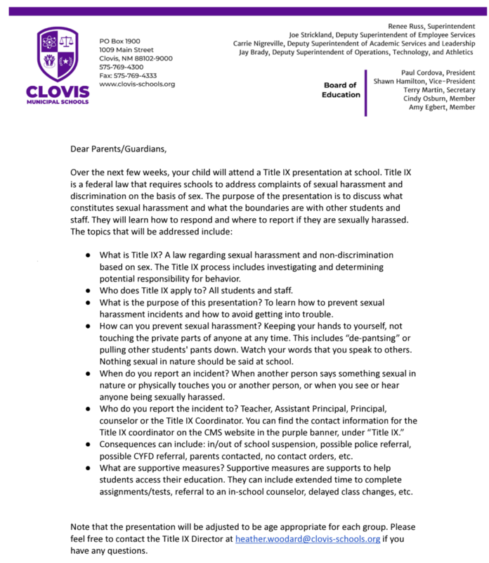 Title IX letter