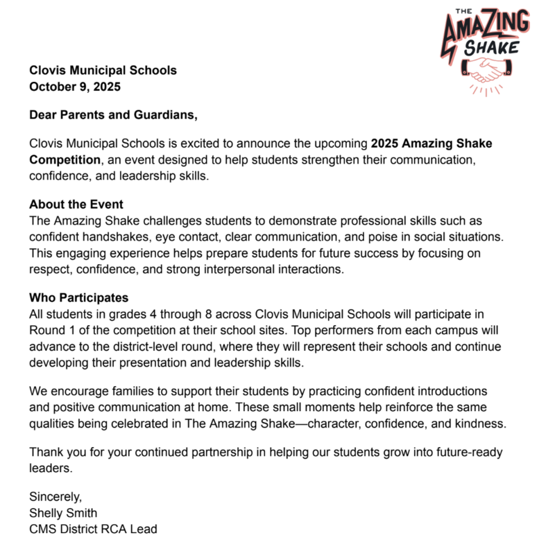 Amazing Shake information from Shelly Smith, District RCA Lead