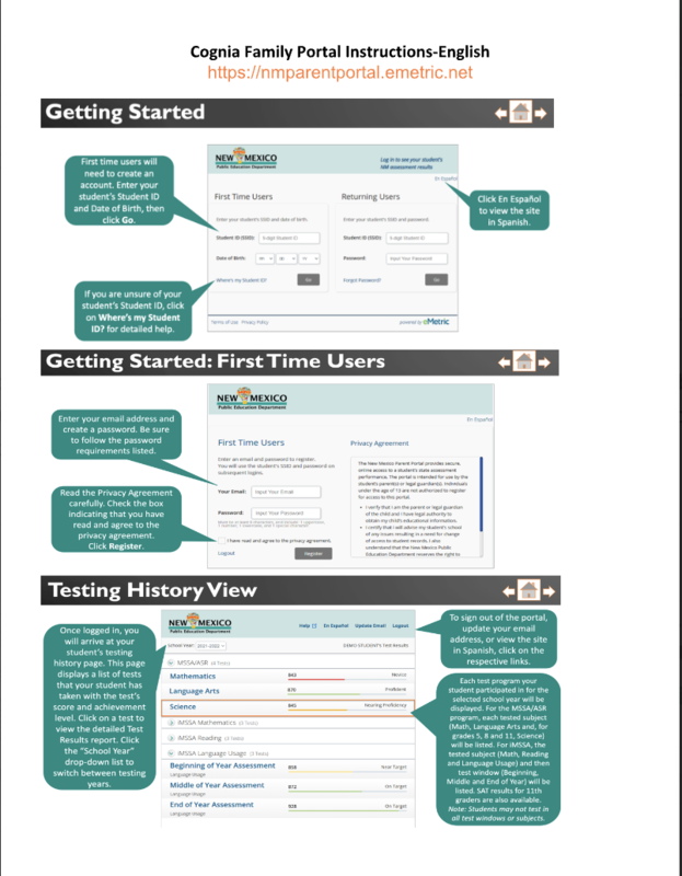 Part 1 of directions on how to log onto the Cognia Parent Portal