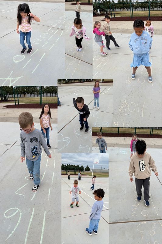Mrs. Gardner and Ms. Stacy's class Counting backwards from 120 outside