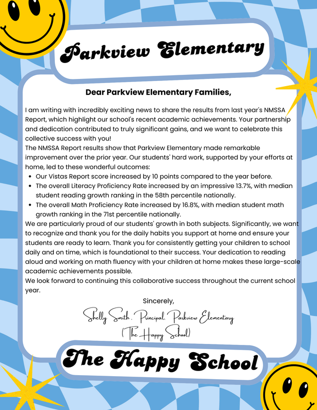 Letter from the principal of Parkview Elementary School