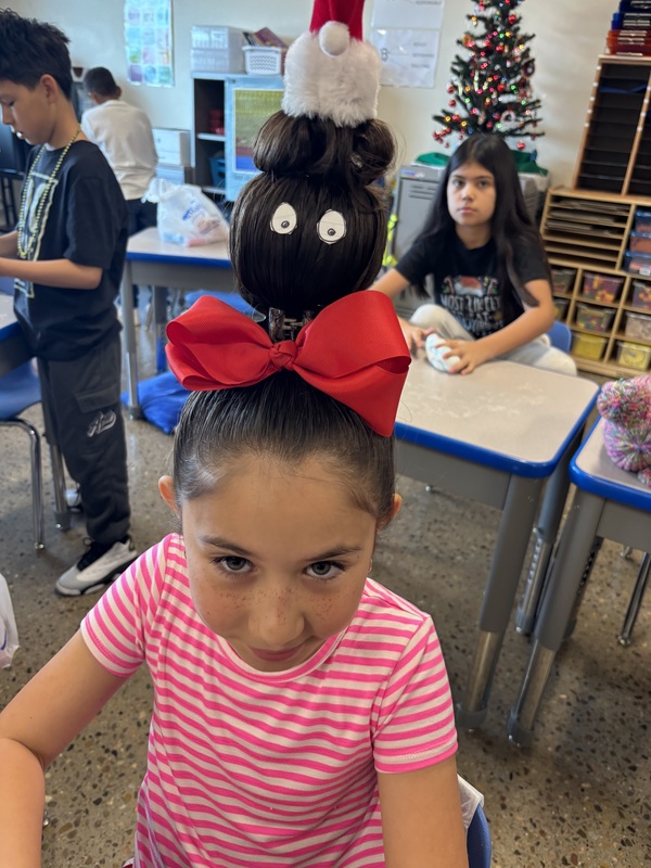 Student in Mrs. Fite's class with silly hair
