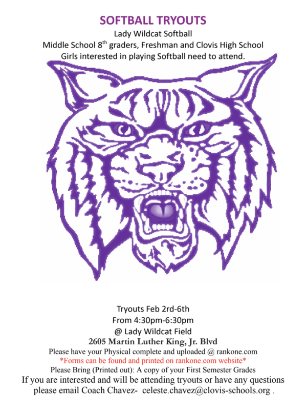 Softball tryouts set for February 2