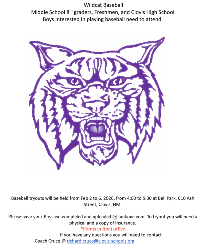 Baseball tryout flyer. Tryouts are February 2-6