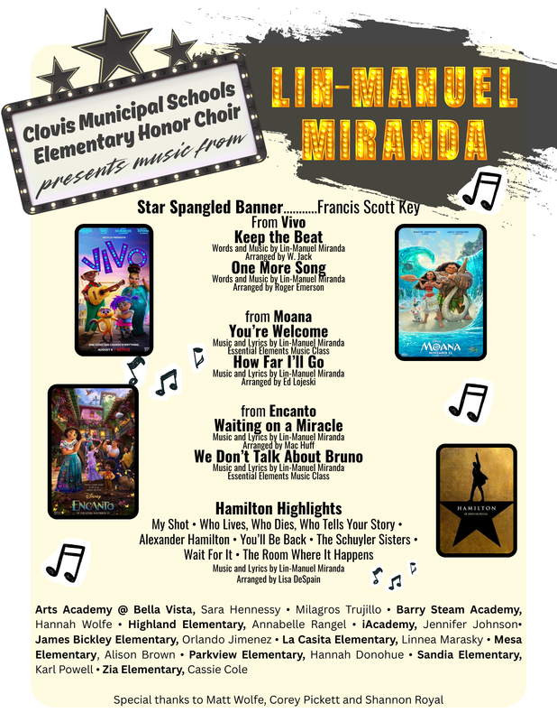 Musical Program with list of choir songs