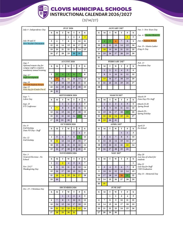 Instructional Calendar for the 2025-2026 school year.