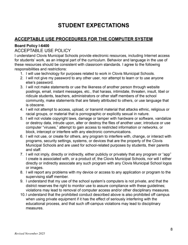 Computer acceptable use guidelines -- page 1