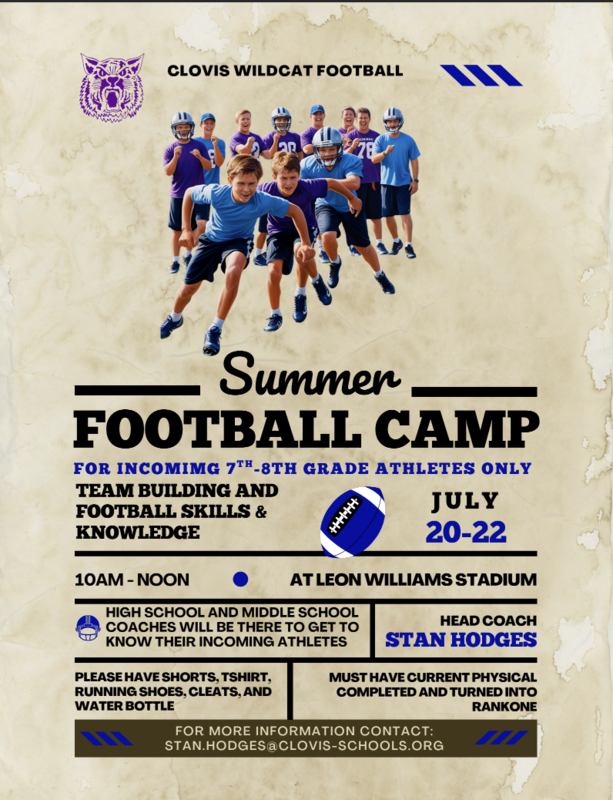 Summer football camp July 20-22