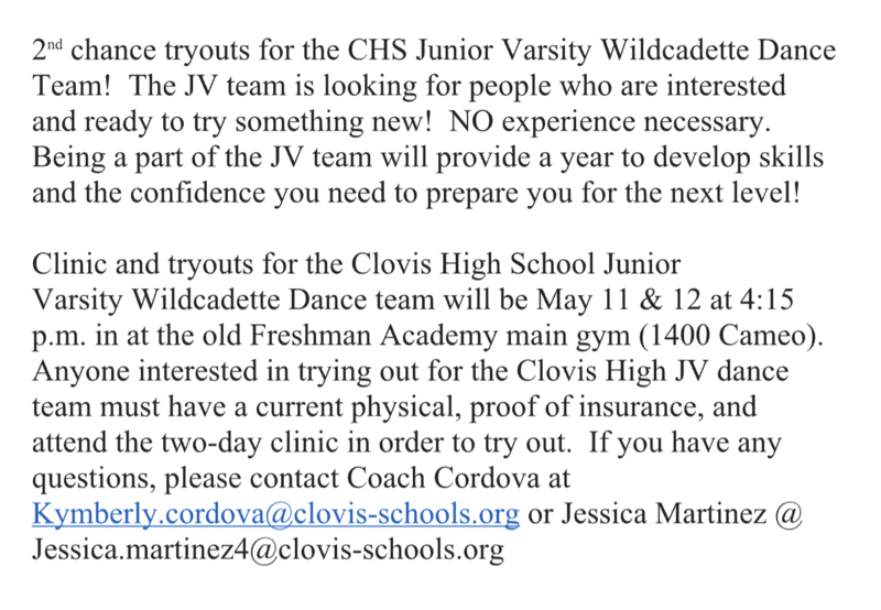2nd chance for CHS dance tryouts