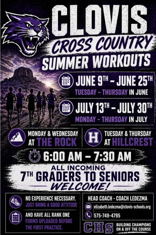 Cross Country summer workhouts June 9-25