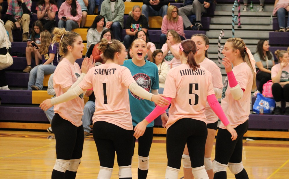 Clyde-Savannah Girls Volleyball Team Celebrates a Point
