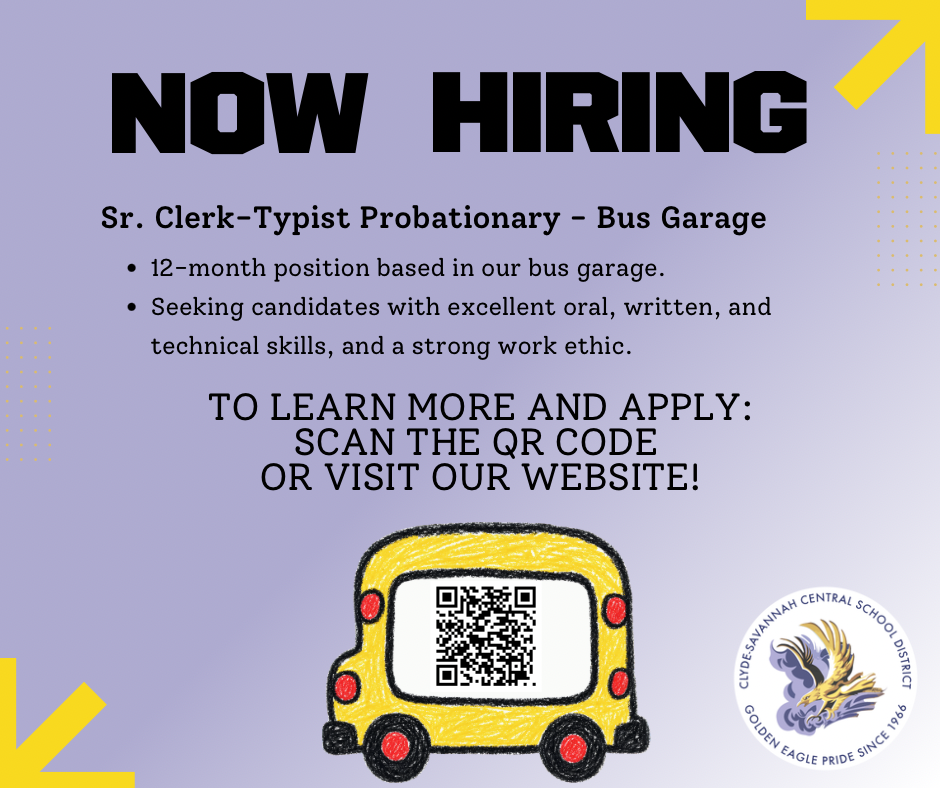 Now Hiring: Sr. Clerk-Typist Probationary - Bus Garage