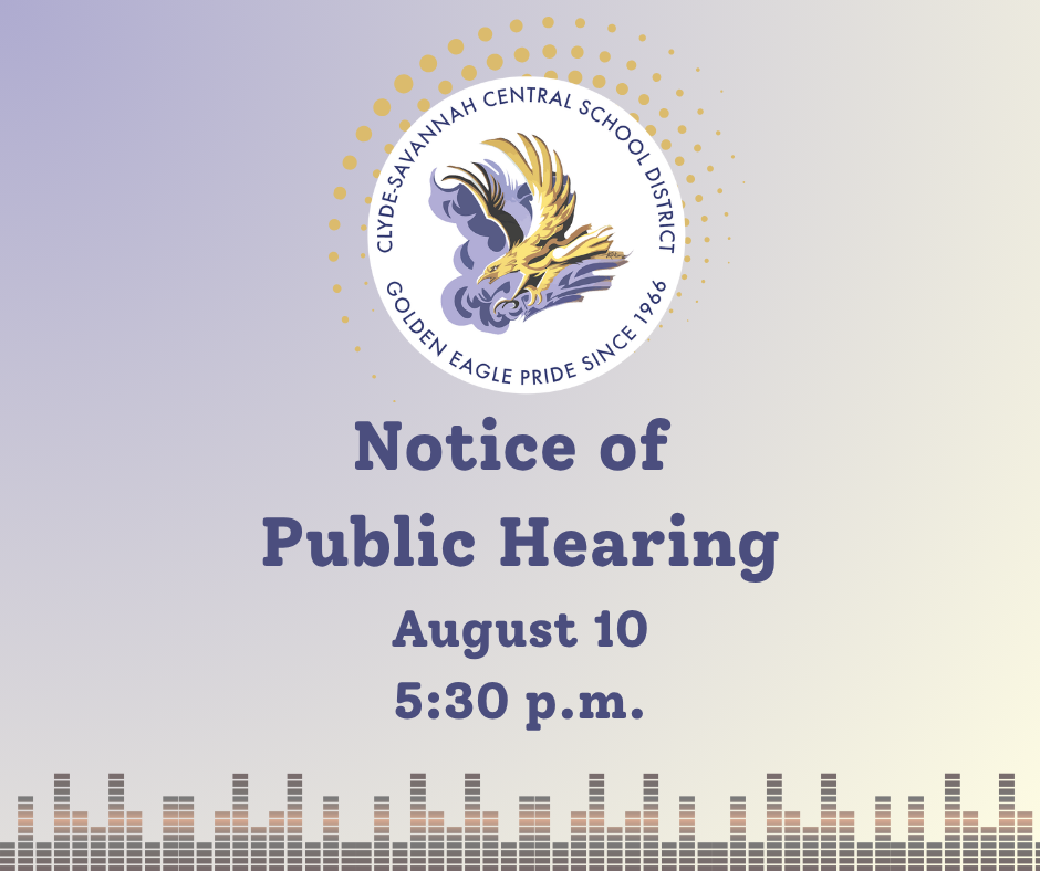 Graphic stating that a public hearing is scheduled for August 10 at 5:30 pm