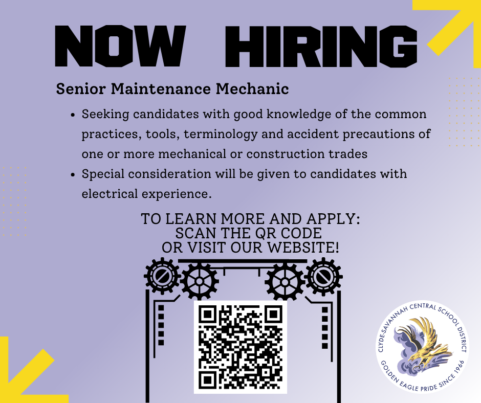 Now Hiring Senior Maintenance Mechanic
